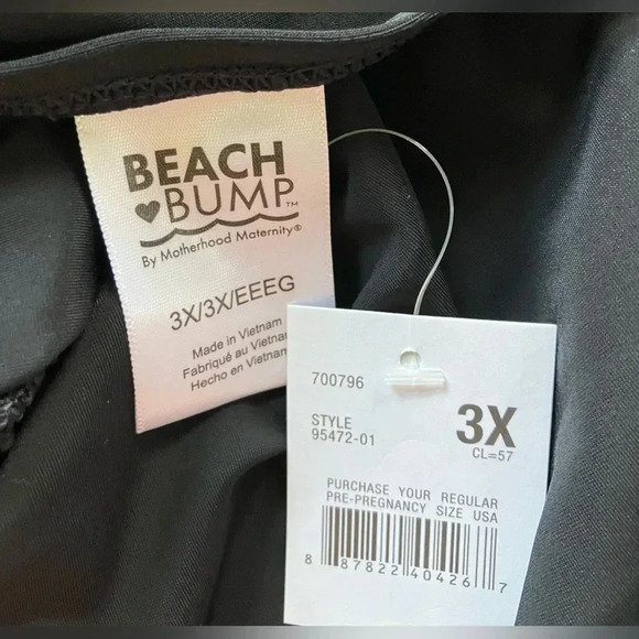 New Motherhood Maternity Women's Beach Bump One Piece Black Halter Swimsuit - Picture 8 of 10